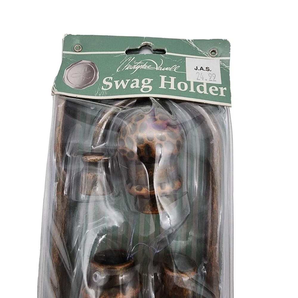 Christopher Lowell Swag Holder Curtain Holdback Pair Antique Copper NIP CL5076